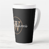 Tasse Latte Monogramme or moderne noir (Angle droit)