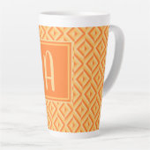 Tasse Latte Monogramme Orange Motif diamant à trois tons (Angle droit)
