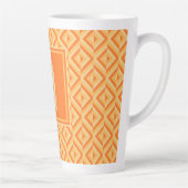 Tasse Latte Monogramme Orange Motif diamant à trois tons (Droite)