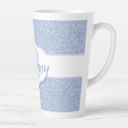 Tasse Latte Monogramme Parties scintillant bleu ciel (Droite)