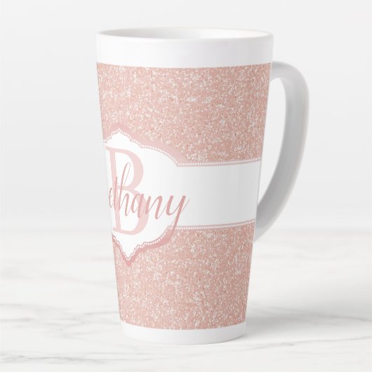 Tasse Latte Monogramme Parties scintillant rose (Angle droit)