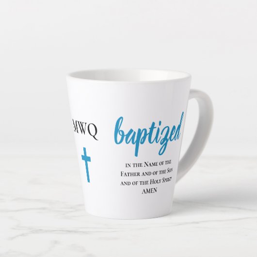 Tasse Latte Monogramme personnalisé BAPTISÉ (Angle droit)