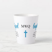 Tasse Latte Monogramme personnalisé BAPTISÉ (Devant)