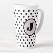 Tasse Latte Monogramme personnalisé point noir (Angle droit)