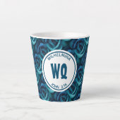 Tasse Latte Monogramme personnalisé Rose bleu Christian (Devant)