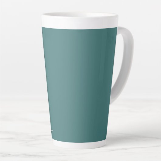 Tasse Latte monogramme personnalisé, turquoise bleu-vert (Angle droit)