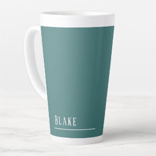 Tasse Latte monogramme personnalisé, turquoise bleu-vert