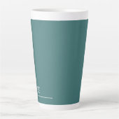 Tasse Latte monogramme personnalisé, turquoise bleu-vert (Devant)