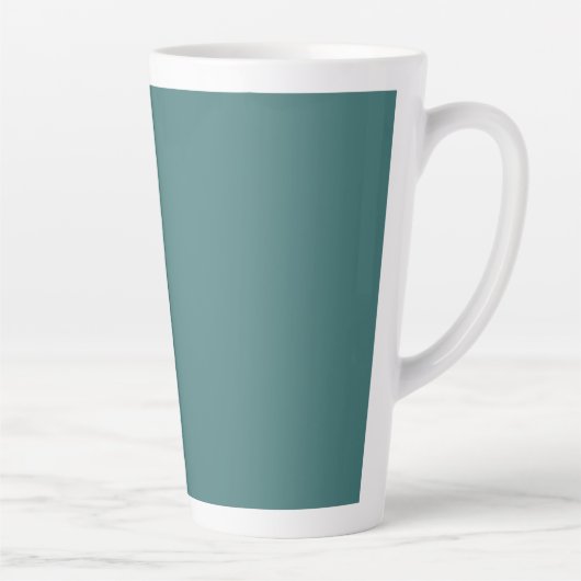 Tasse Latte monogramme personnalisé, turquoise bleu-vert (Droite)