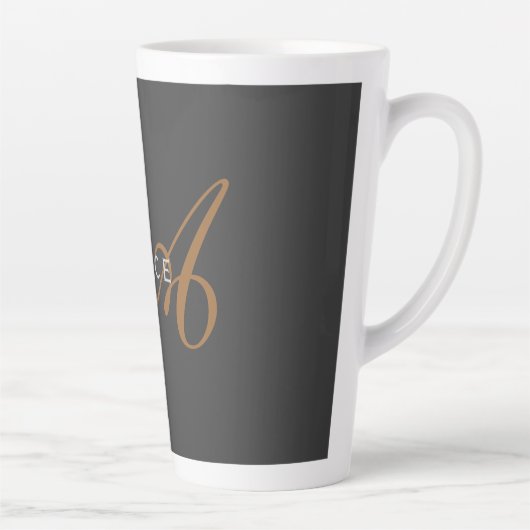 Tasse Latte Monogramme plat tendance Nom initial (Droite)