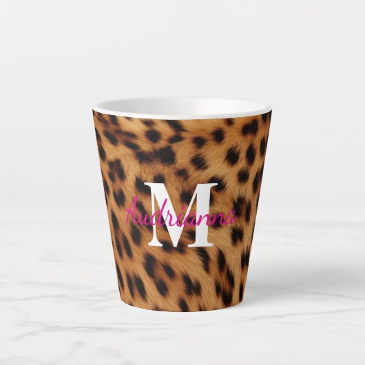Tasse Latte Monogramme Poster de animal léopard (Devant)