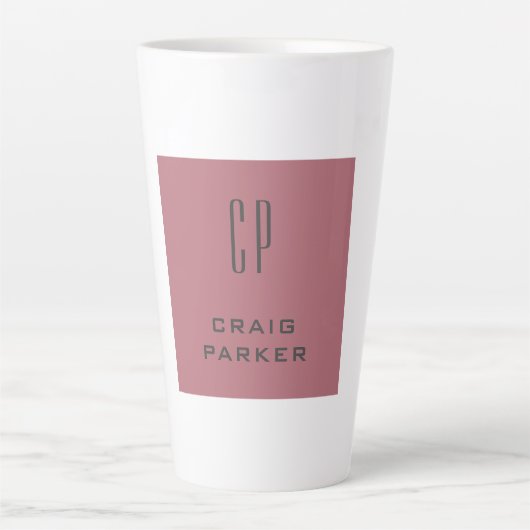 Tasse Latte Monogramme professionnel moderne Rose clair or bla (Devant)