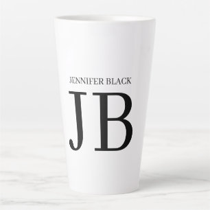 Tasse Latte Monogramme Professionnel Noir Blanc
