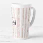 Tasse Latte Monogramme Rayures Flocons de Neige Rose Blanc (Angle droit)