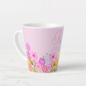 Tasse Latte Monogramme rose du jardin floral (Angle gauche)