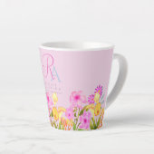 Tasse Latte Monogramme rose du jardin floral (Angle droit)