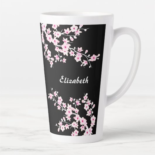 Tasse Latte Monogramme rose noir cerisier  (Droite)