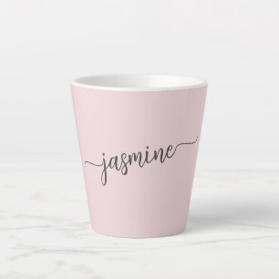 Tasse Latte Monogramme rose pâle minimaliste Nom Signature Lat