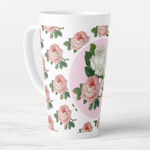 Tasse Latte Monogramme rose rose Vintage Floral a chic