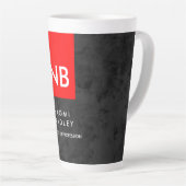 Tasse Latte Monogramme rouge gris Motif moderne (Angle droit)