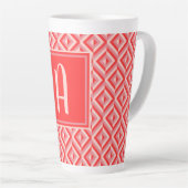 Tasse Latte Monogramme rouge Motif diamant à trois tons (Angle droit)