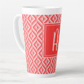 Tasse Latte Monogramme rouge Motif diamant à trois tons (Angle gauche)