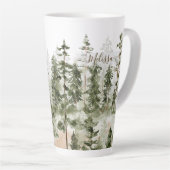 Tasse Latte Monogramme Rustique Aquarelle Forêt Verte (Angle droit)