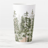 Tasse Latte Monogramme Rustique Aquarelle Forêt Verte (Devant)