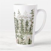 Tasse Latte Monogramme Rustique Aquarelle Forêt Verte (Droite)