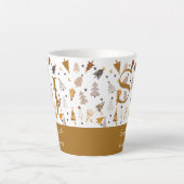 Tasse Latte Monogramme simple boho arbres Noël (Devant)