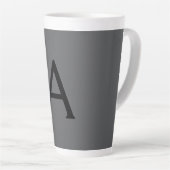 Tasse Latte Monogramme simple gris classique Ajouter un nom in (Angle droit)