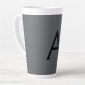 Tasse Latte Monogramme simple gris classique Ajouter un nom in (Angle gauche)