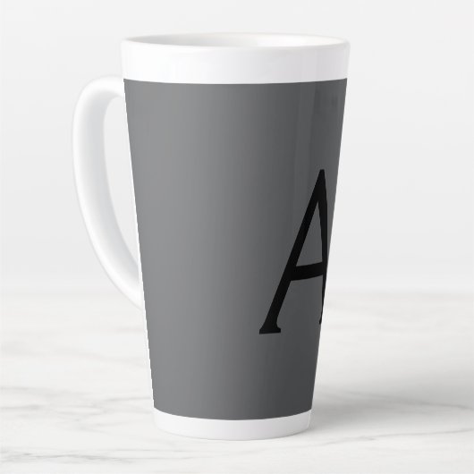 Tasse Latte Monogramme simple gris classique Ajouter un nom in (Angle gauche)