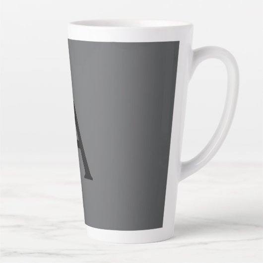 Tasse Latte Monogramme simple gris classique Ajouter un nom in (Droite)