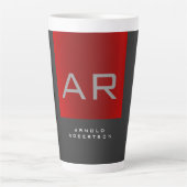 Tasse Latte Monogramme tendance gris élégant Ajouter un nom (Devant)