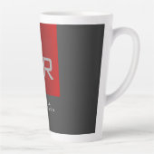 Tasse Latte Monogramme tendance gris élégant Ajouter un nom (Droite)