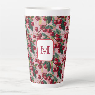 Tasse Latte Monogramme Vintage rose brun 'Cherry Pop'