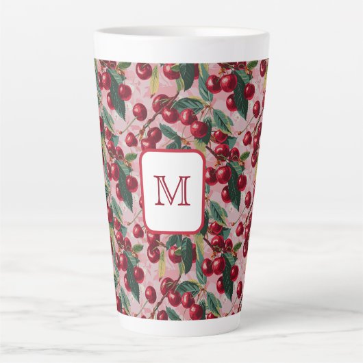 Tasse Latte Monogramme Vintage rose brun 'Cherry Pop' (Devant)