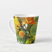Tasse Latte Monogramme Vivid Tournesols Photo Imprimer 12oz (Angle gauche)