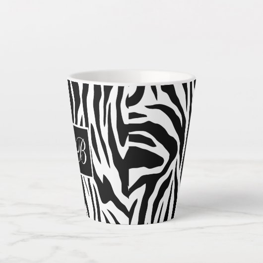Tasse Latte Monogramme Zebra Motif animal (Devant)