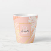 Tasse Latte Monographie feuille rose de palmier d'or (Devant)
