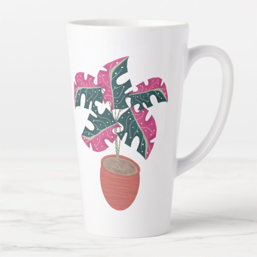 Tasse Latte Monstère rose tropicale plante Art varié (Droite)