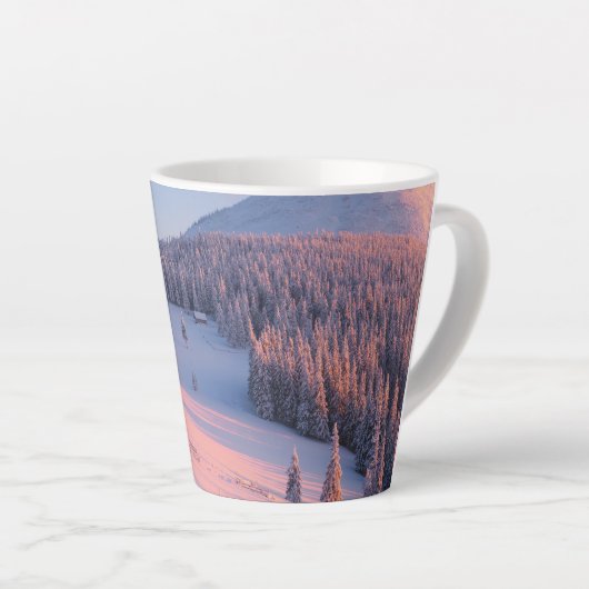 Tasse Latte Montagnes neigeuses (Angle droit)