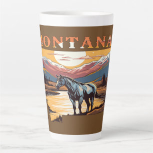 Tasse Latte Montana Outline Chevaux sauvages