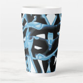 Tasse Latte Morceaux noirs et bleus de chiffons ou de rubans e (Devant)