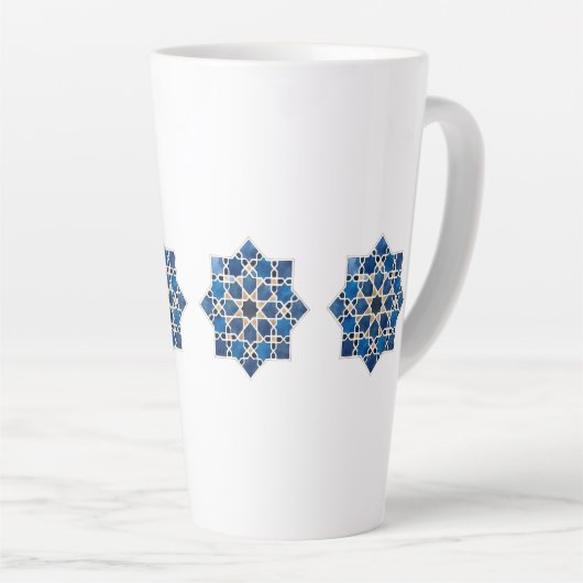 Tasse Latte Moroccan Islamic Geometric Star Pattern Watercolor (Angle droit)