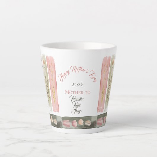 Tasse Latte Mother's Day 2026 Brush Strokes Wildflowers  (Devant)
