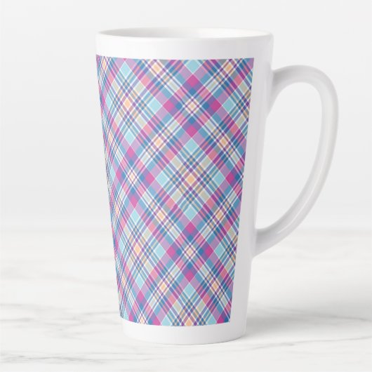 Tasse Latte Motif-52902 Royal Blue Black Checks (Droite)