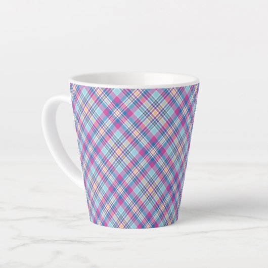 Tasse Latte Motif-52902 Royal Blue Black Checks (Angle gauche)
