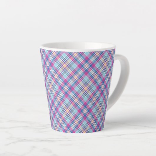 Tasse Latte Motif-52902 Royal Blue Black Checks (Angle droit)